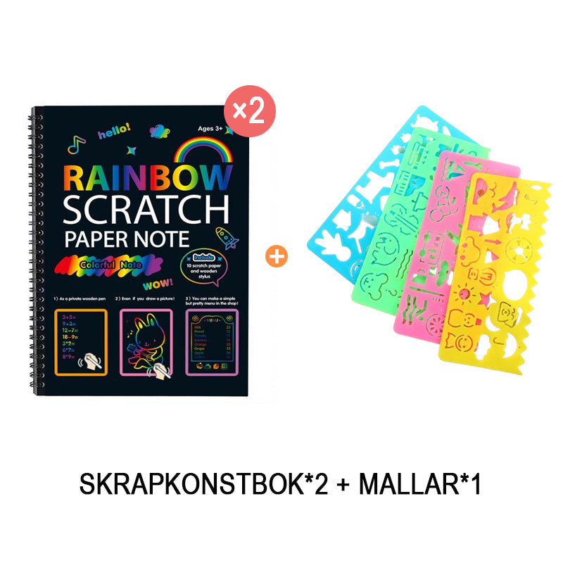 Magiskt regnbågsskrappapper med träpenna