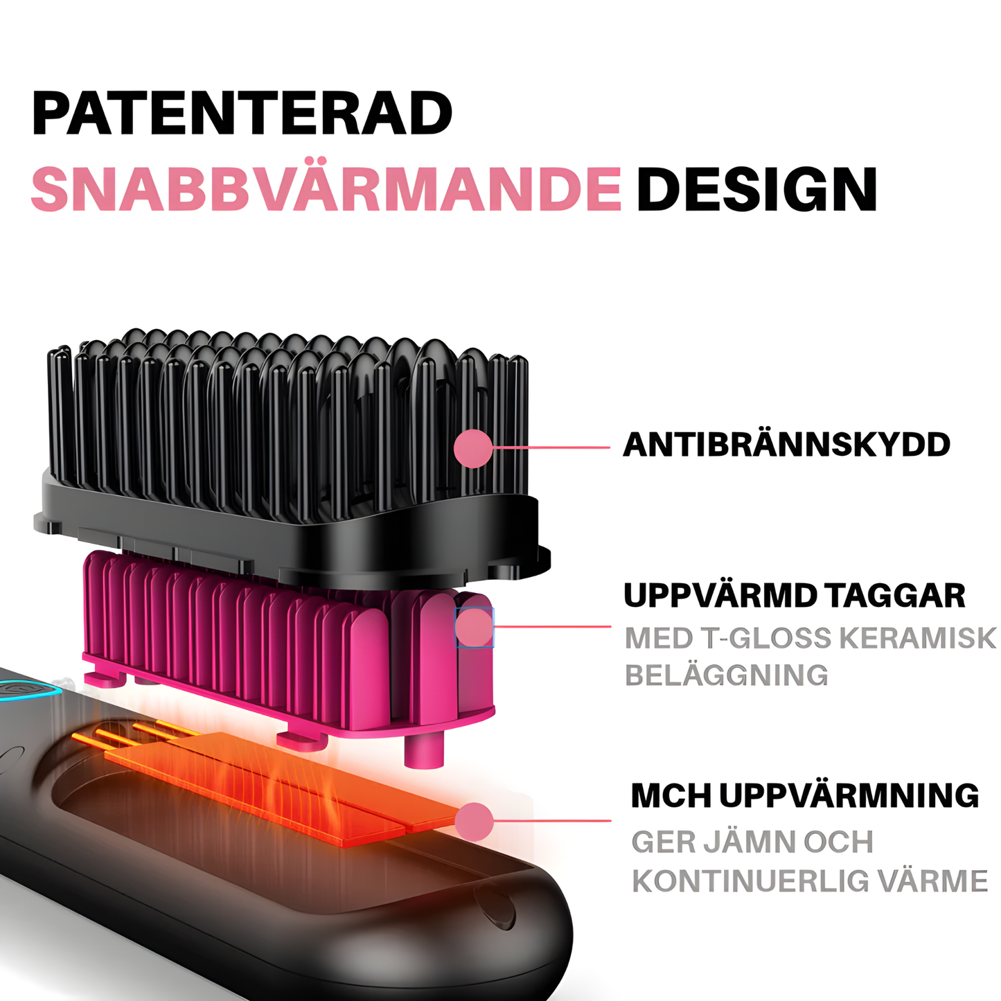 Bärbar stylingborste – lockar, torkar och plattar håret