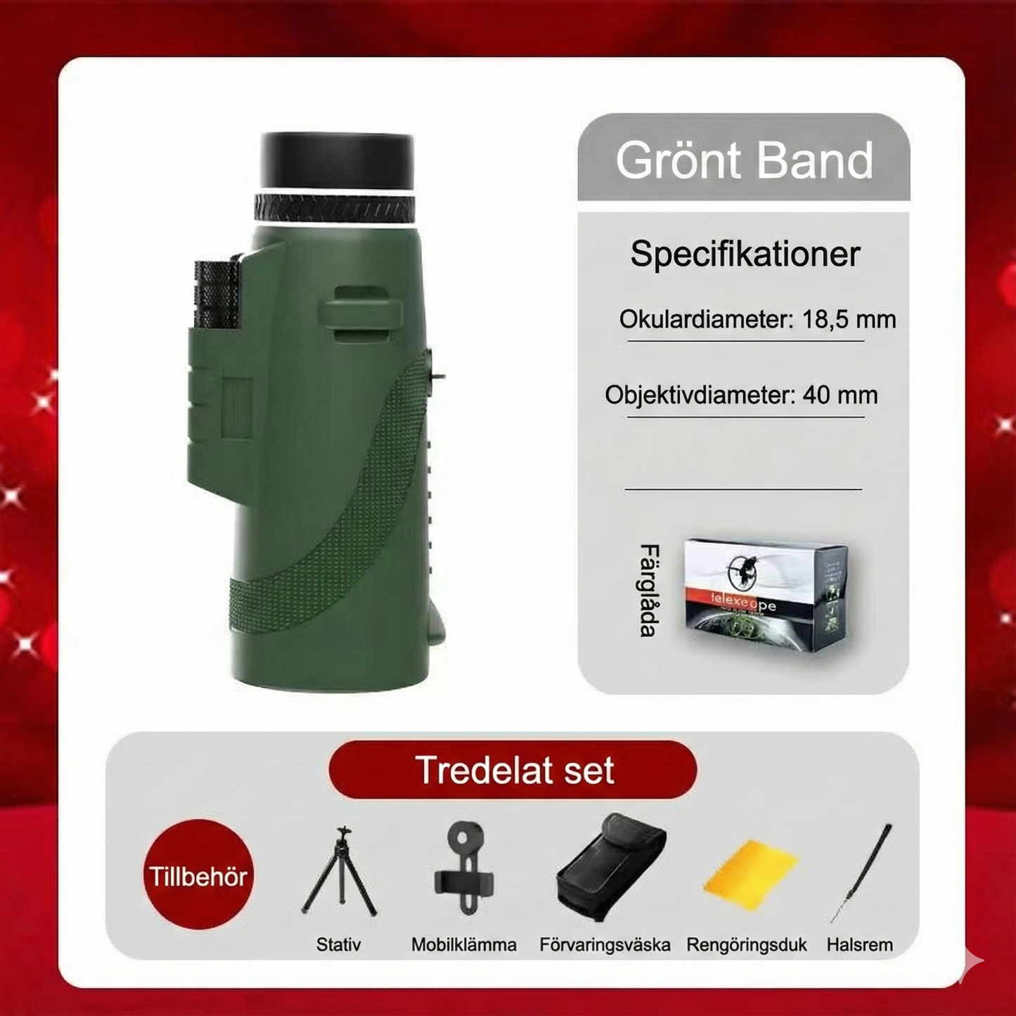 HD Monokikare med mobilhållare – 40x60 Zoom för fågelskådning & jakt