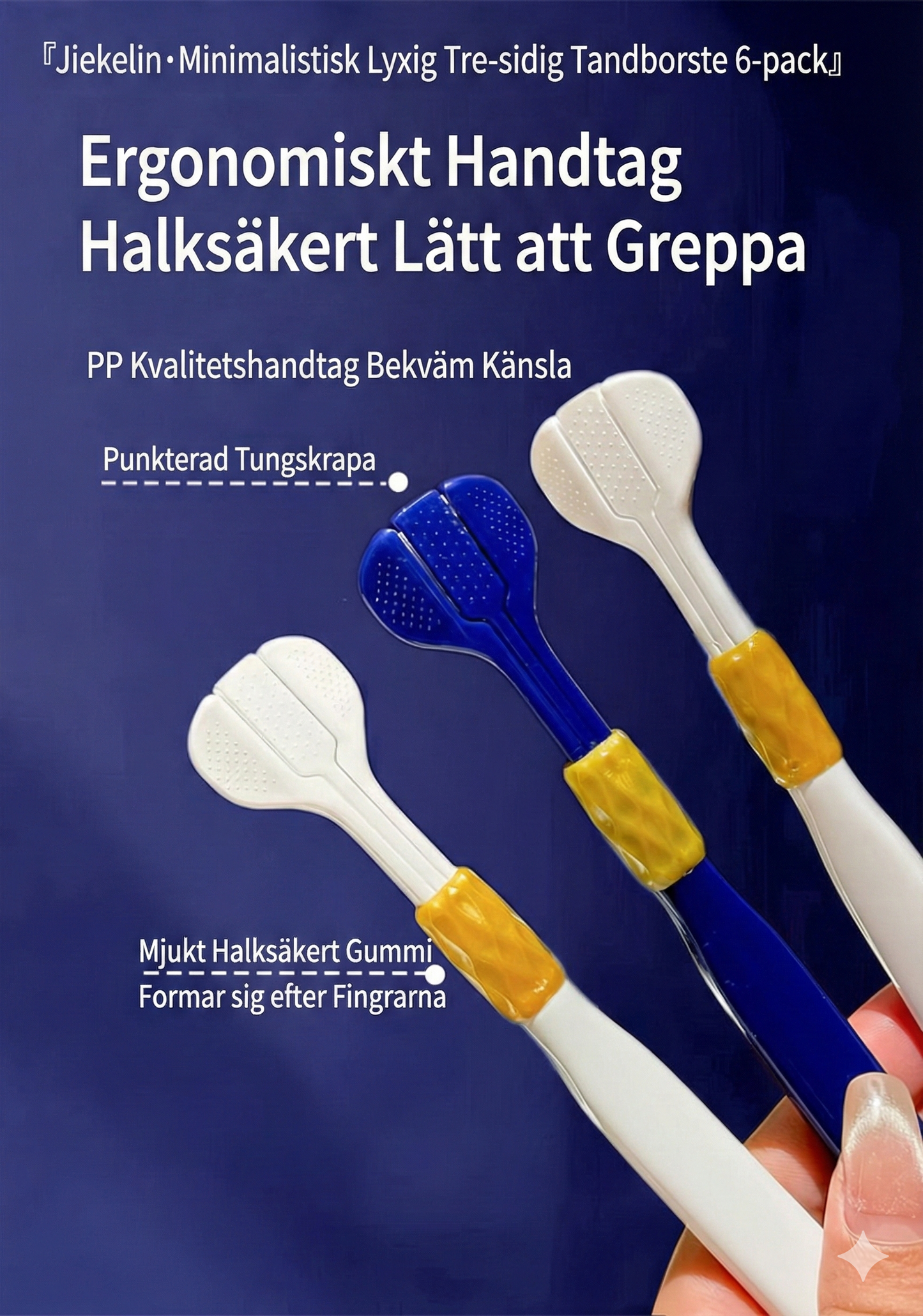 3-sidig Tandborste med Extra Mjuka Strån – 3D Omslutande Design för Djuprengöring