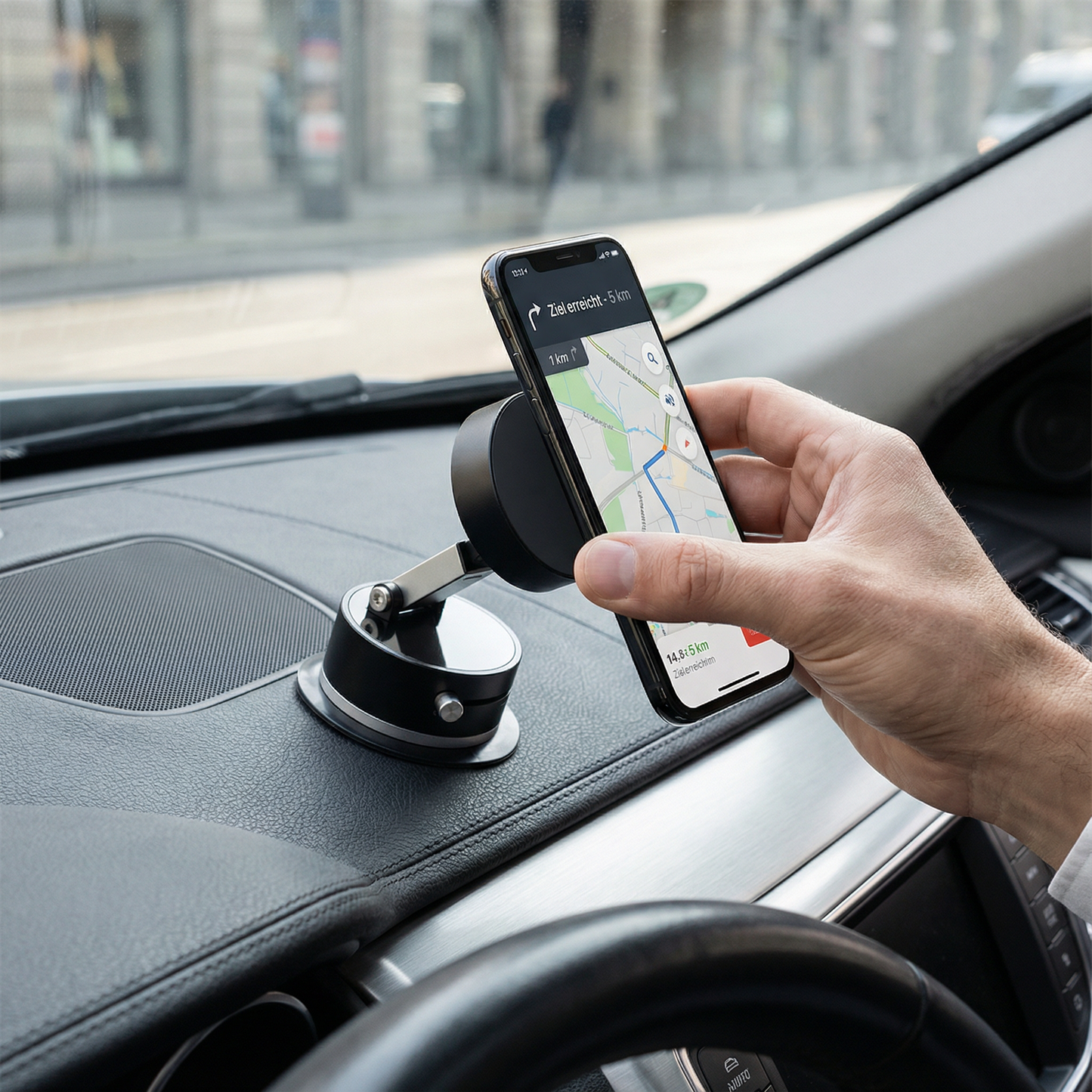 Dubbelsidig Magnetisk Mobilhållare med Vakuumsugpropp – Hopfällbart Bilfäste för Alla Smartphones (MagSafe-kompatibel)