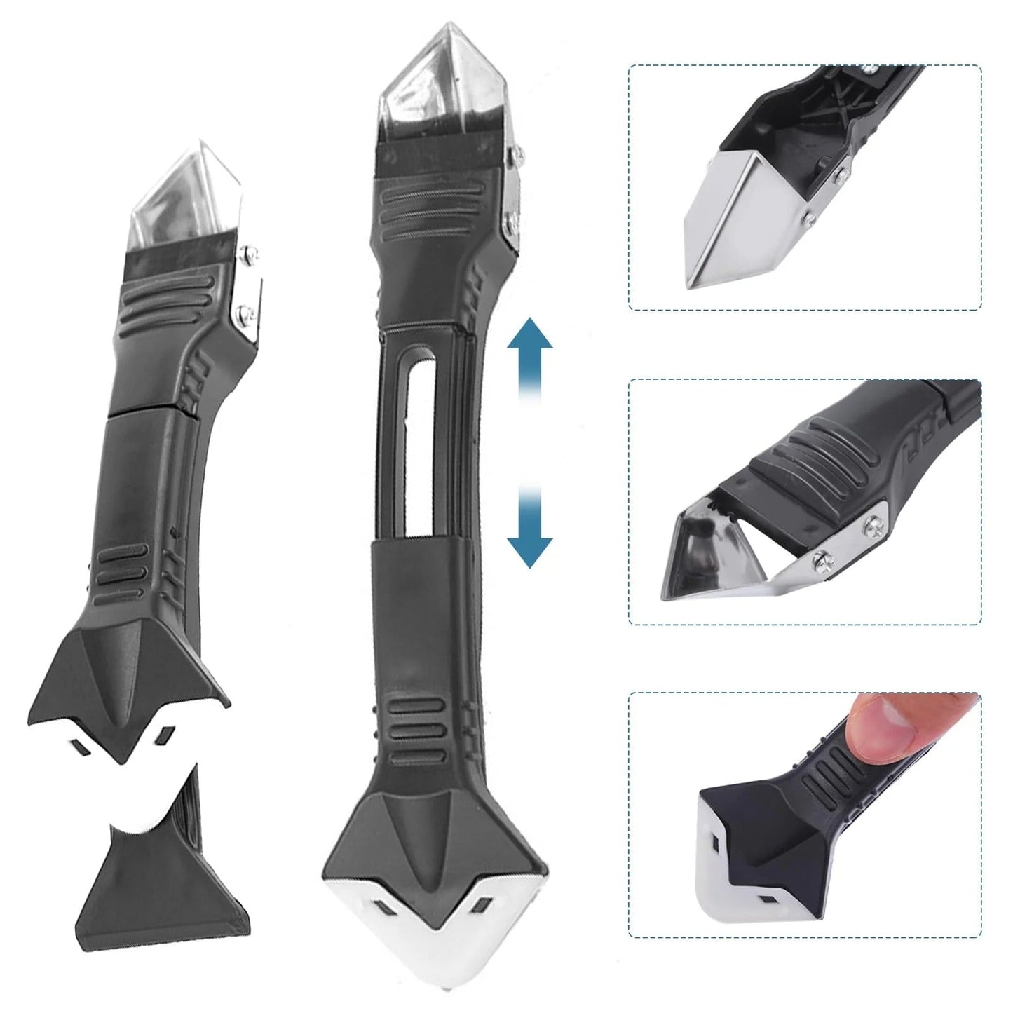 3-i-1 Fogverktyg för Silikon (Rostfritt Stål) – Skrapa, Ta bort & Jämna till