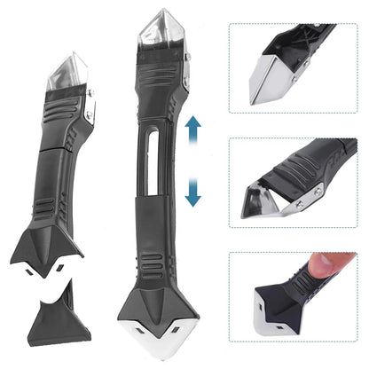 3-i-1 Fogverktyg för Silikon (Rostfritt Stål) – Skrapa, Ta bort & Jämna till