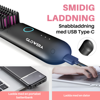 Bärbar stylingborste – lockar, torkar och plattar håret