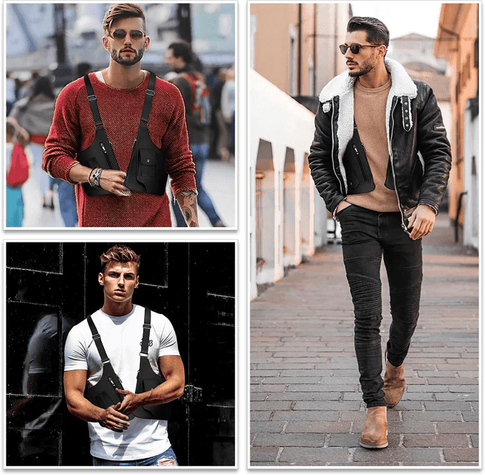 Tactical Vest Bag – Dubbelsidig Axelväska med Dragkedja – Justerbar Sele för Män & Kvinnor