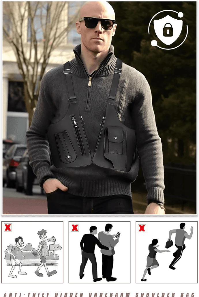 Tactical Vest Bag – Dubbelsidig Axelväska med Dragkedja – Justerbar Sele för Män & Kvinnor