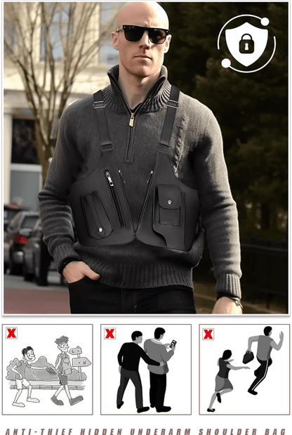 Tactical Vest Bag – Dubbelsidig Axelväska med Dragkedja – Justerbar Sele för Män & Kvinnor