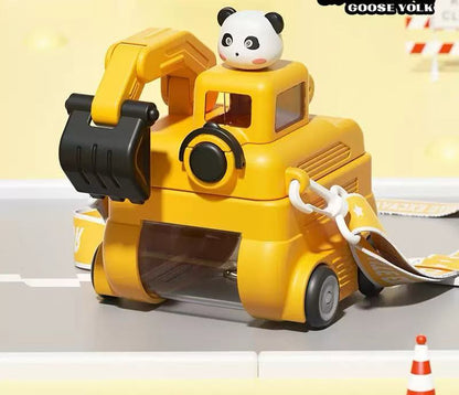 Söt vattenflaska i tecknad leksaksstil med praktisk bärrem