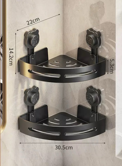 Borrfri hörnhylla med sugproppar – För badrum och kök