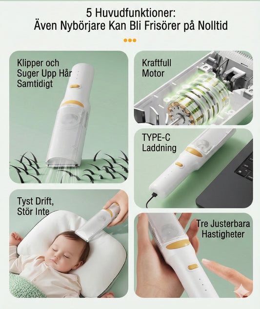 Hårklippare med vakuumfunktion – Suger upp håret automatiskt