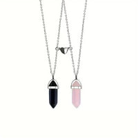 Magnetic Heart + Natural Stone Necklace(1 par)