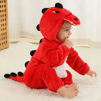 Gullig Dinosaurie-sparkdräkt för Baby – Mjuk Onesie med huva