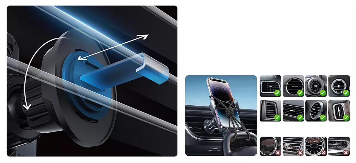 2-i-1 Trådlös Billaddare & Mobilhållare (15W Snabbladdning) – Automatisk Sensor med Infraröd Öppning