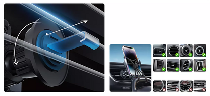 2-i-1 Trådlös Billaddare & Mobilhållare (15W Snabbladdning) – Automatisk Sensor med Infraröd Öppning