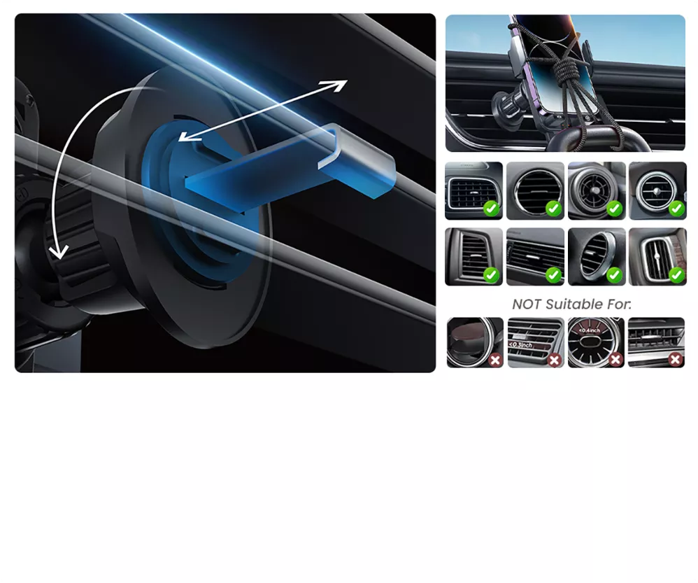 2-i-1 Trådlös Billaddare & Mobilhållare (15W Snabbladdning) – Automatisk Sensor med Infraröd Öppning