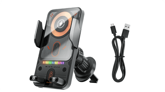 2-i-1 Trådlös Billaddare & Mobilhållare (15W Snabbladdning) – Automatisk Sensor med Infraröd Öppning