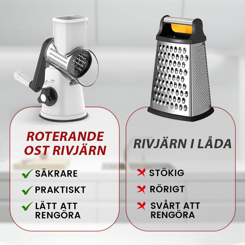 3-i-1 roterande osthyvel och grönsaksrivare