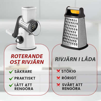 3-i-1 roterande osthyvel och grönsaksrivare
