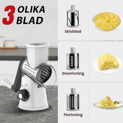 3-i-1 roterande osthyvel och grönsaksrivare