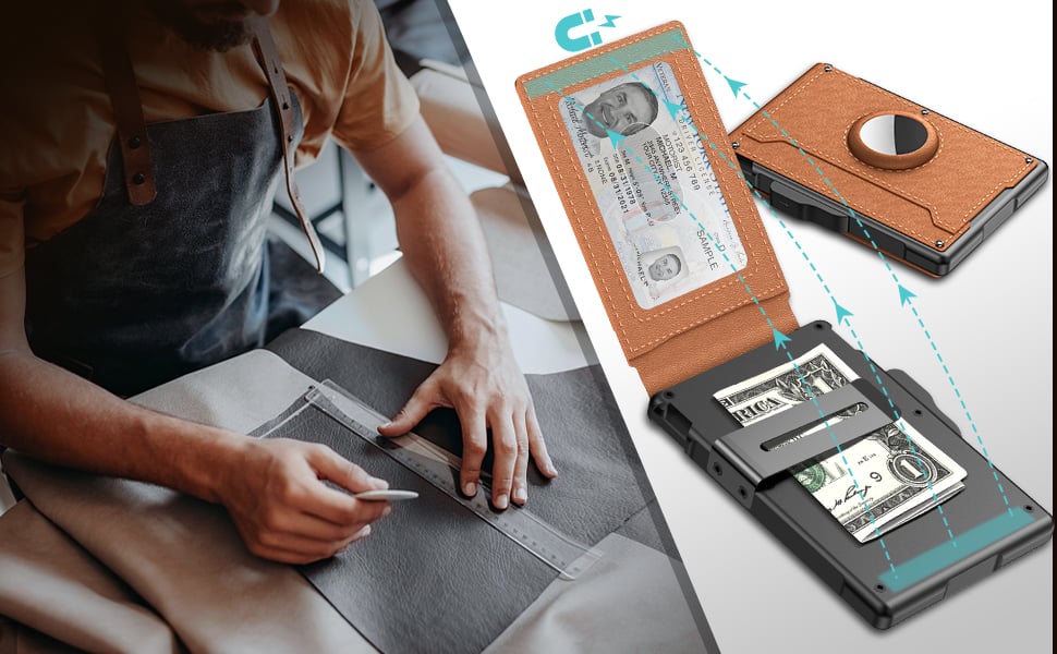 Smart AirTag-Plånbok för Herr – Pop-up Korthållare med Sedelklämma & RFID-skydd