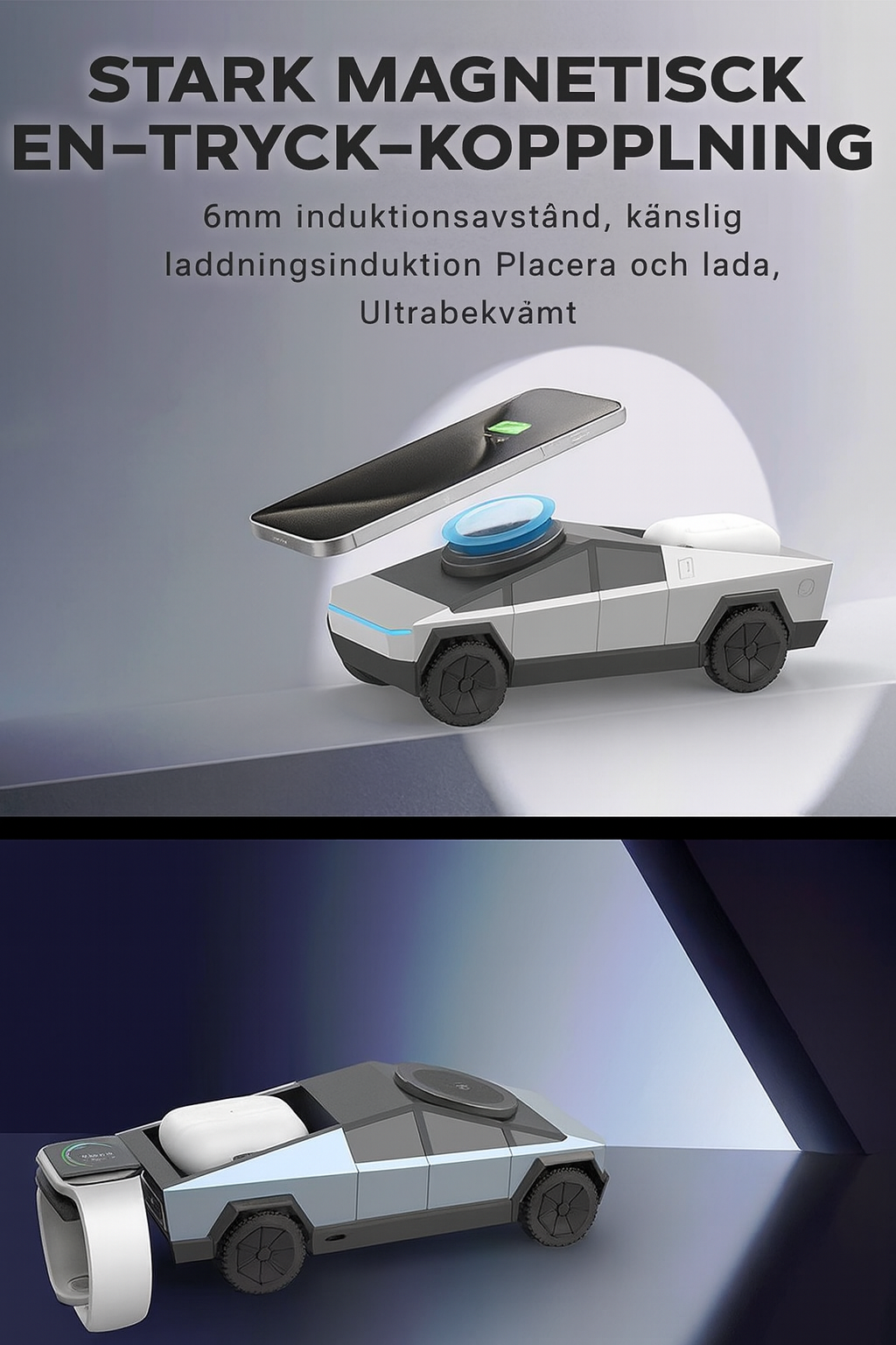 3-i-1 trådlös laddare – högteknologisk och snabb