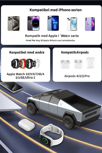 3-i-1 trådlös laddare – högteknologisk och snabb