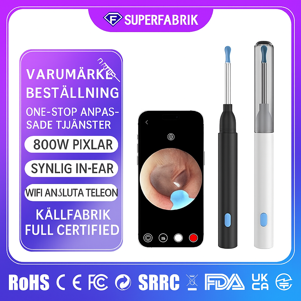 Öronpetare med LED-ljuskamera