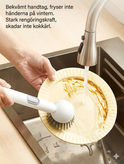 Diskborste med diskmedelsbehållare