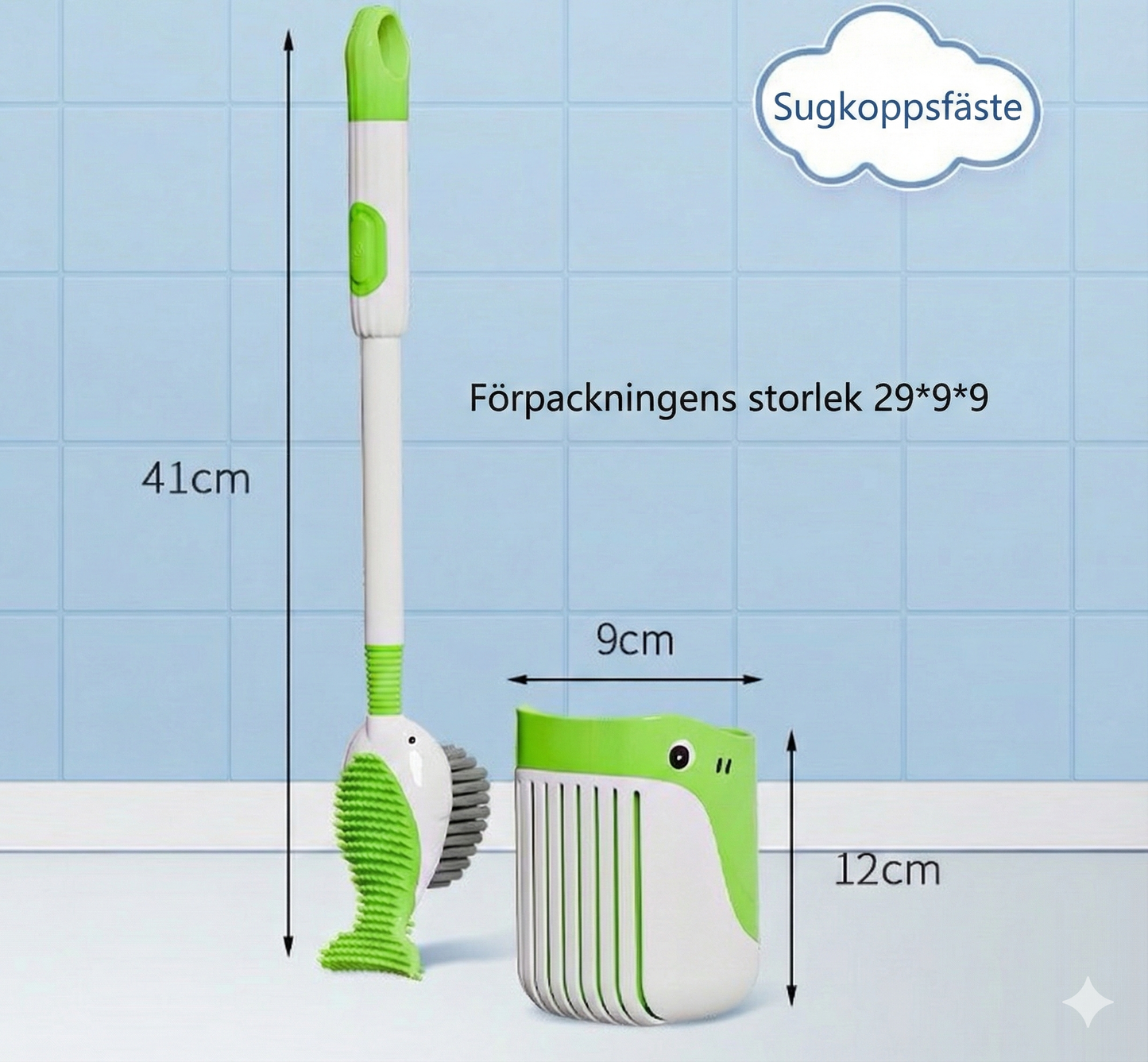 Valformad toalettborste med sprayfunktion