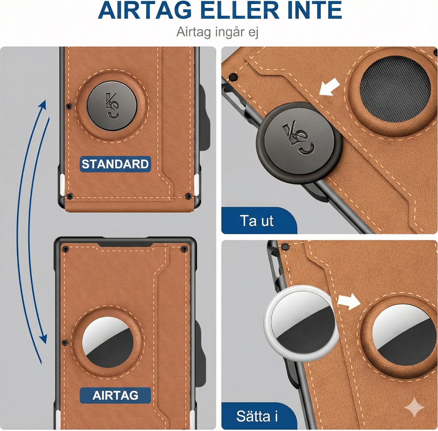 Smart AirTag-Plånbok för Herr – Pop-up Korthållare med Sedelklämma & RFID-skydd