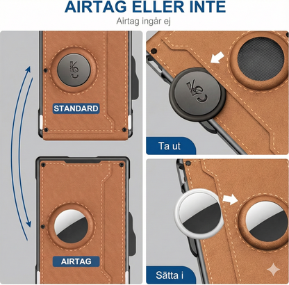 Smart AirTag-Plånbok för Herr – Pop-up Korthållare med Sedelklämma & RFID-skydd