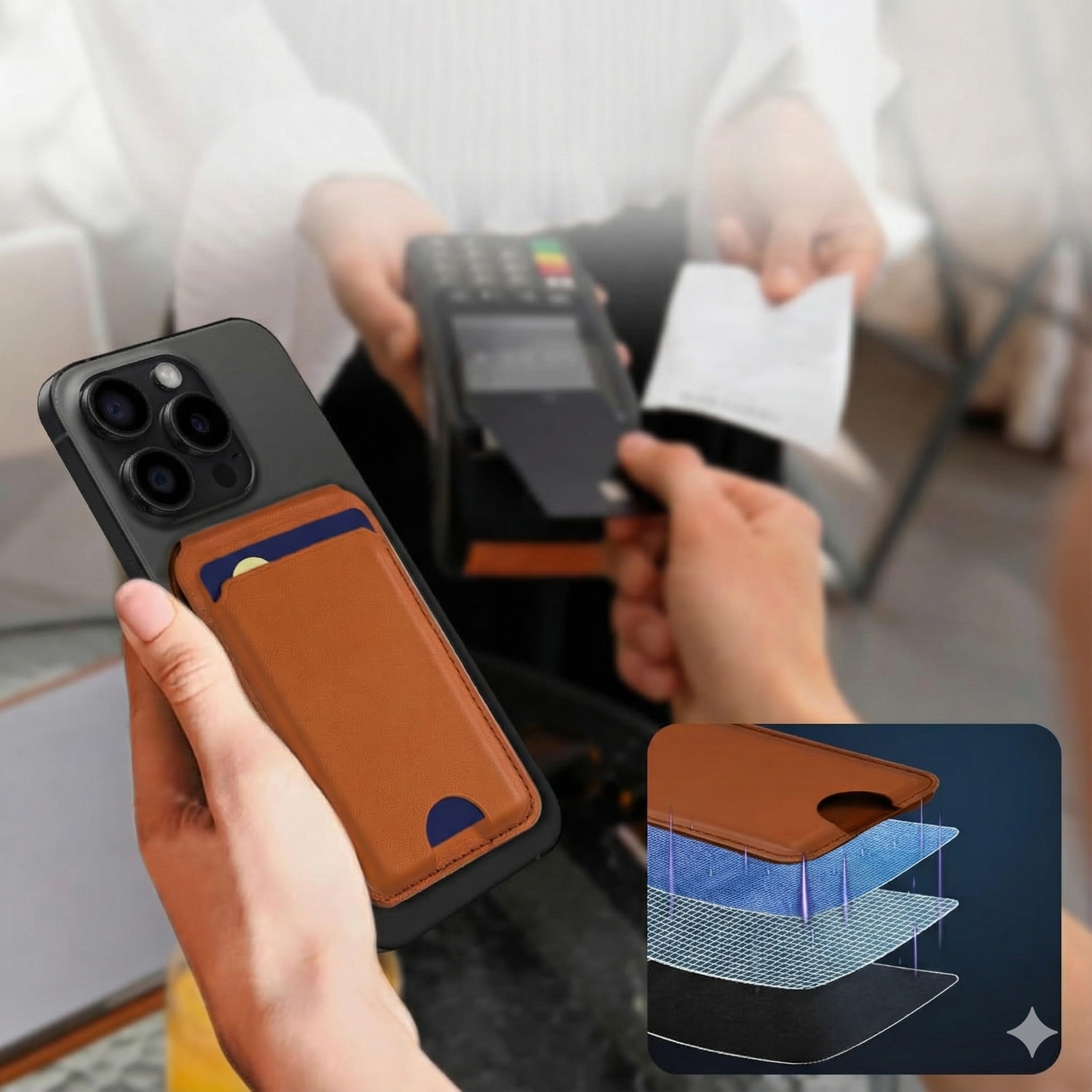 Magnetisk MagSafe-Plånbok för iPhone – 4200Gs Styrka, RFID-skydd & Stativ