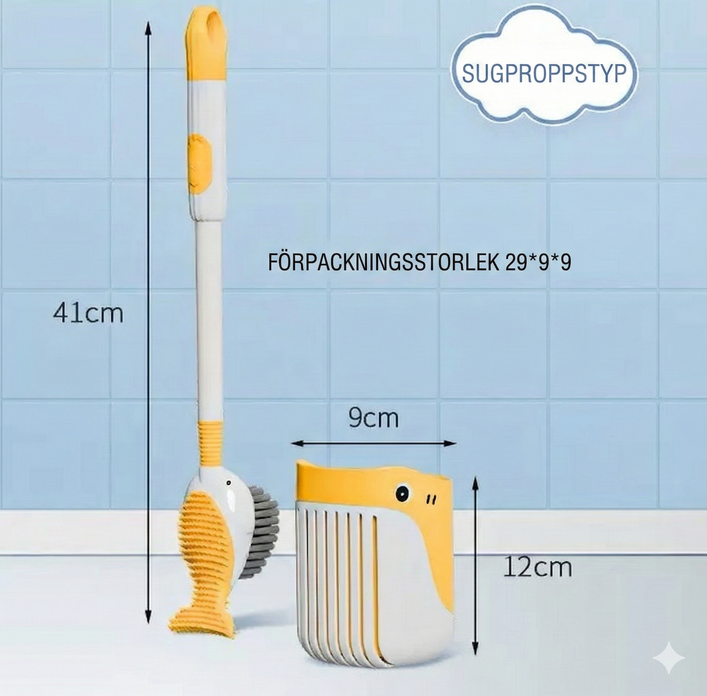 Valformad toalettborste med sprayfunktion