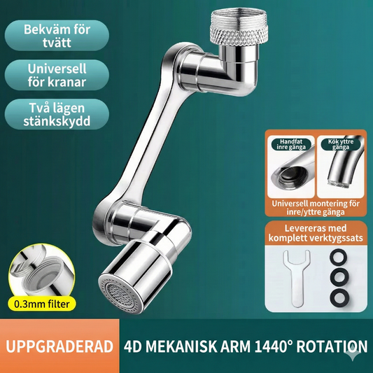 Premium Robotarm i Metall (Full Alloy) – 2 Vattenlägen & 1440° Rotation