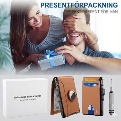 Smart AirTag-Plånbok för Herr – Pop-up Korthållare med Sedelklämma & RFID-skydd