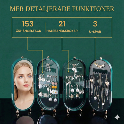 Elegant Smyckeskrin med Spegel – Förvaring för ringar & halsband