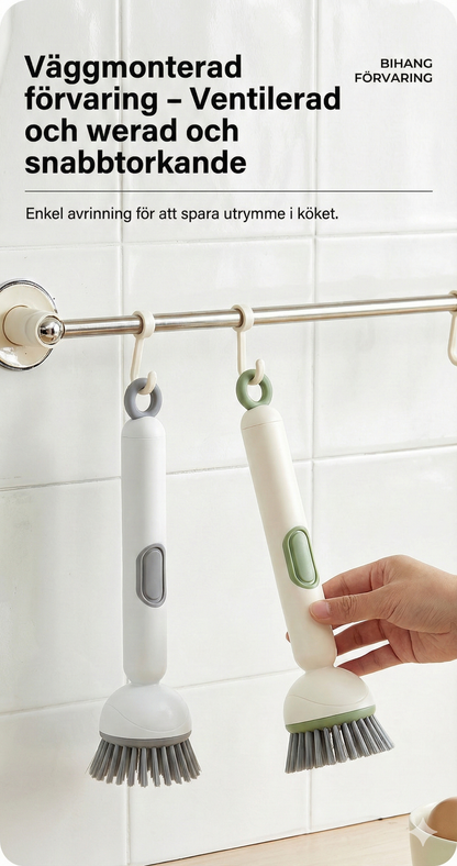 Diskborste med diskmedelsbehållare