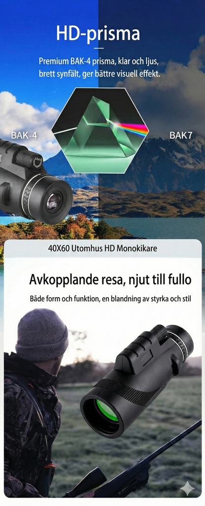 HD Monokikare med mobilhållare – 40x60 Zoom för fågelskådning & jakt