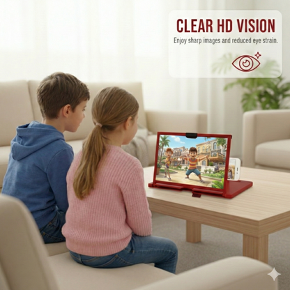 12" HD Skärmförstorare för Smartphone – 3D Förstoringsglas & Stativ för Mobiltelefon – Hopfällbar Design