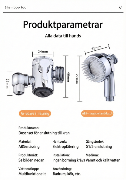 Multifunktionellt kran-set (3-i-1) – För hårtvätt och tandborstning