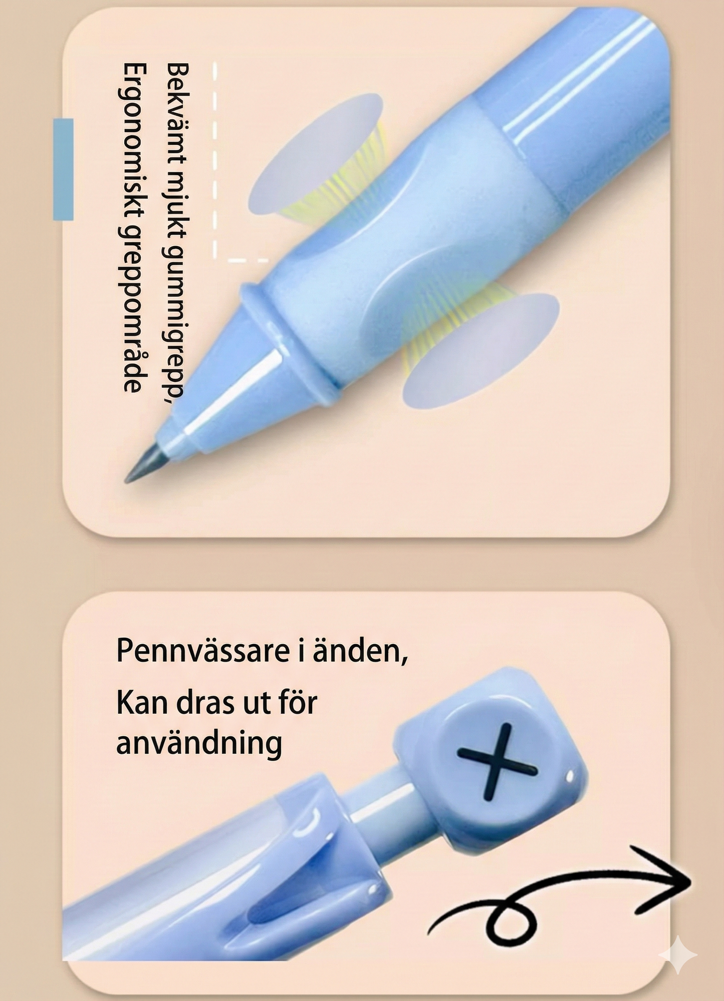 Ergonomisk Evighetspenna för Barn – Korrigerar Skrivgrepp & Behöver ej vässas ✏️