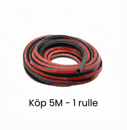 Universal Tätningslist för Bil (Självhäftande) – Ljudisolering & Dammskydd av Gummi (EPDM) – Minskar Vindbrus