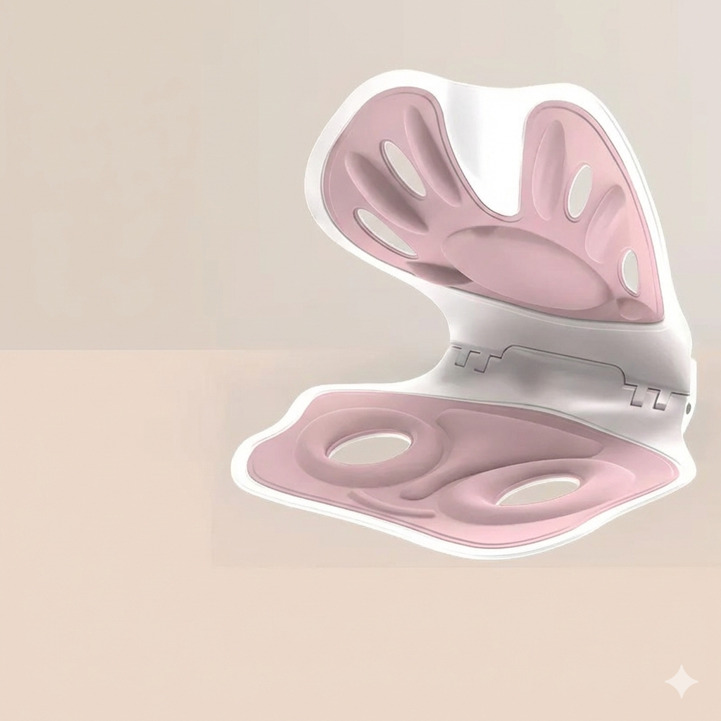 ErgoSit™Ergonomisk Sittdyna med Ryggstöd (Hopfällbar) – Mjukt Svankstöd för Kontorsstol & Bil