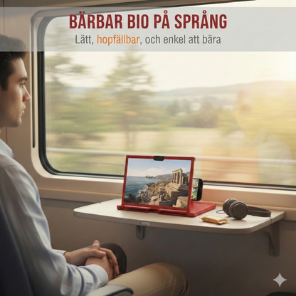 12" HD Skärmförstorare för Smartphone – 3D Förstoringsglas & Stativ för Mobiltelefon – Hopfällbar Design