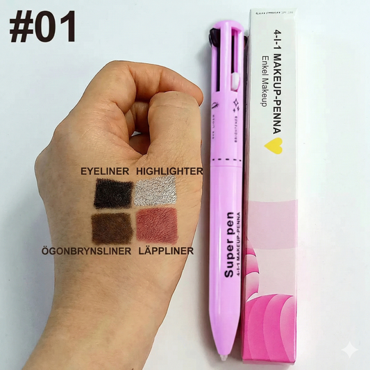 4-i-1 Multifunktionell Sminkpenna – Eyeliner, Bryn, Läppar & Highlighter