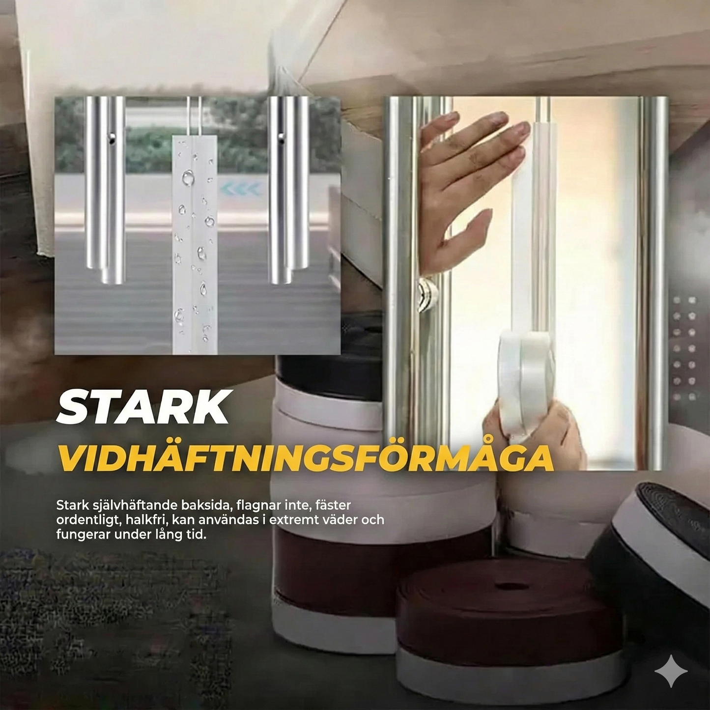 NordTät™Tätningslist för Fönster & Dörr (5m) – Självhäftande Silikonlist mot Drag, Kyla & Buller