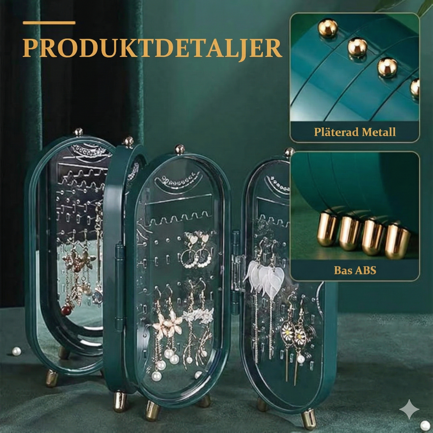 Elegant Smyckeskrin med Spegel – Förvaring för ringar & halsband