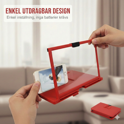 12" HD Skärmförstorare för Smartphone – 3D Förstoringsglas & Stativ för Mobiltelefon – Hopfällbar Design