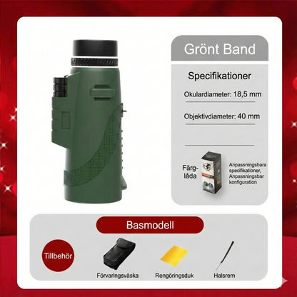 HD Monokikare med mobilhållare – 40x60 Zoom för fågelskådning & jakt