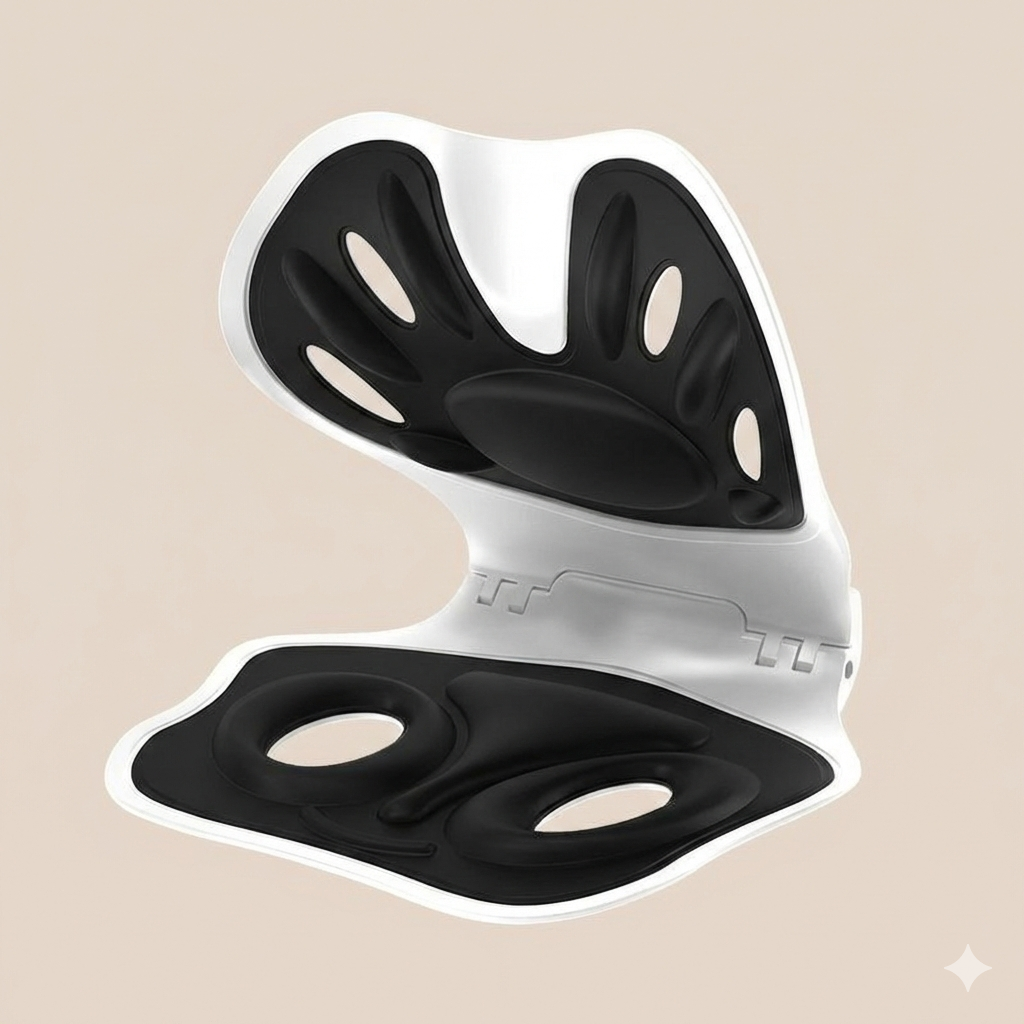 ErgoSit™Ergonomisk Sittdyna med Ryggstöd (Hopfällbar) – Mjukt Svankstöd för Kontorsstol & Bil